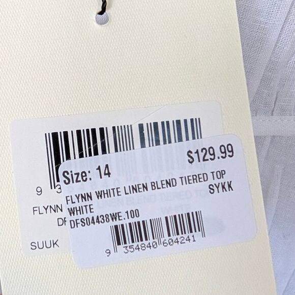 NWT Dissh Flynn White Linen Blend Tiered Oversized Top, size 10 - Picture 4 of 6